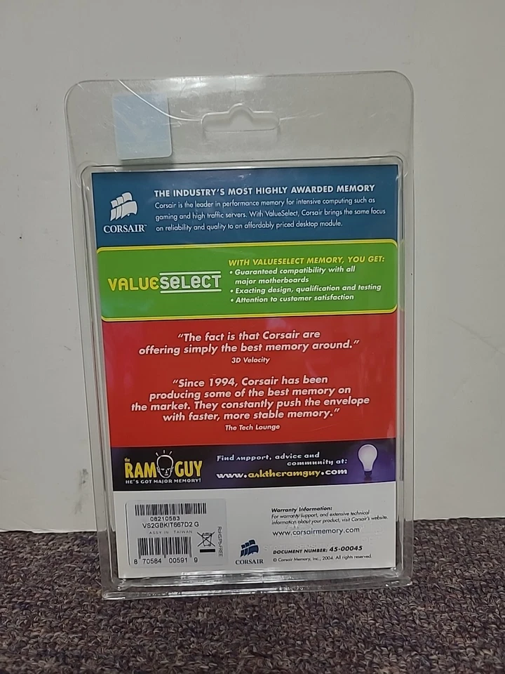 Corsair 2GB Memory Module Kit DDR2 DIMM 240 Pin Laptop RAM  SEALED Ships FREE  - Image 2 of 4