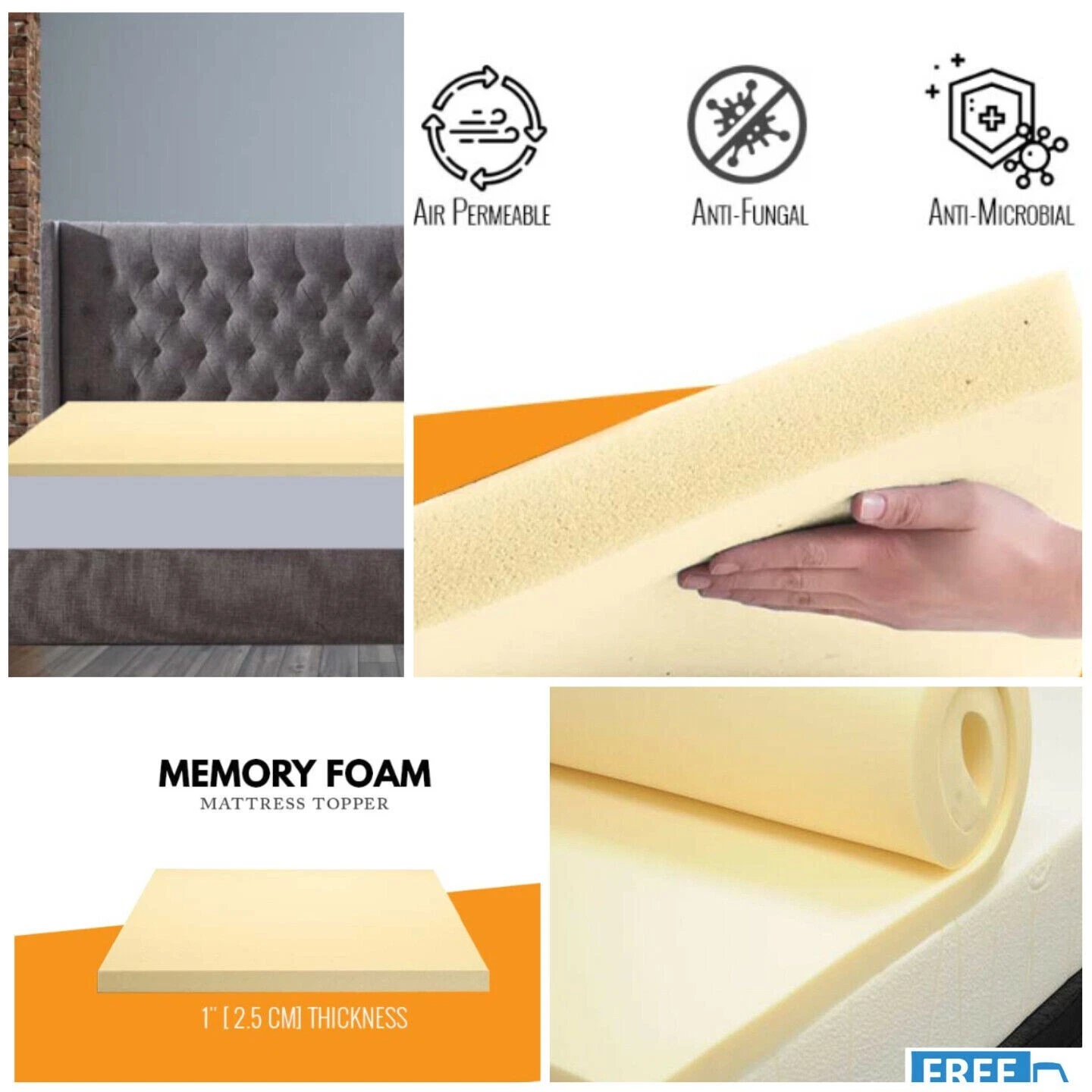 Orthopaedic Memory Foam Mattress Topper | 1"- 2" Thick without Cover UK made
Opens in a new window o