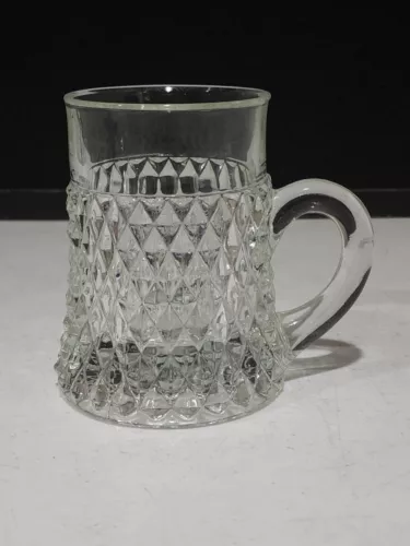 Indiana Glass Diamond Point Clear Glass 4.5" Mug
