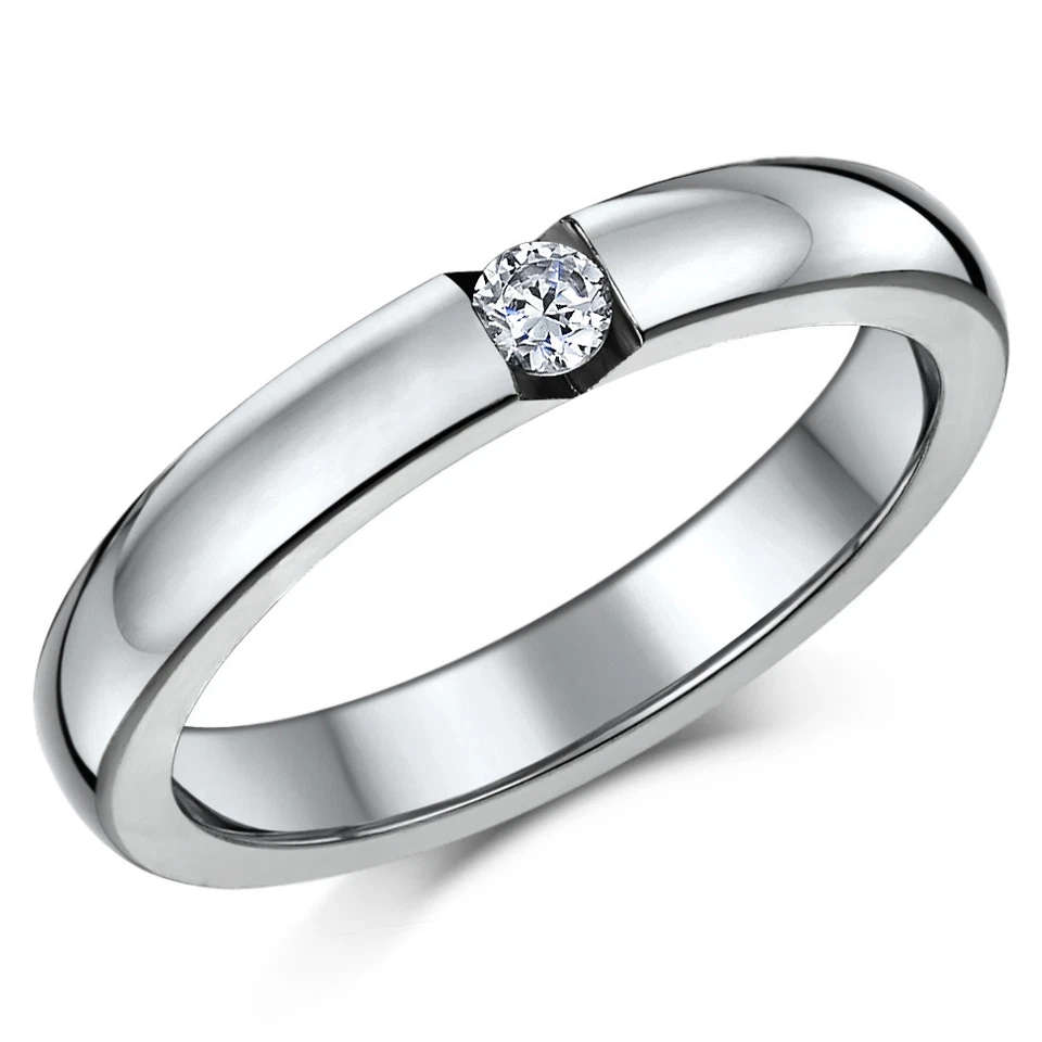 Stunning Triple Titanium CZ Bridal Set Engagement Eternity and Single Stone ring - Image 4 of 4