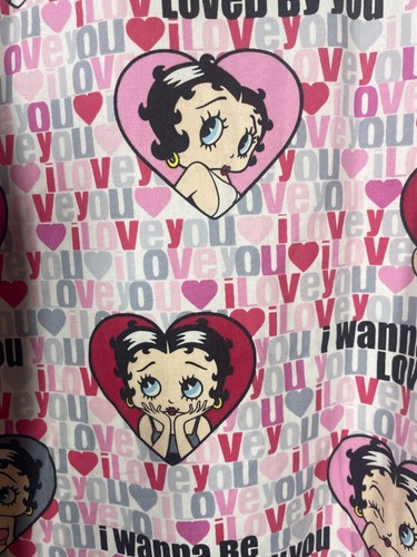 BETTY BOOP King Features Pink Hearts SCRUB Top Two Pockets Size Large Nurse - Picture 2 of 4