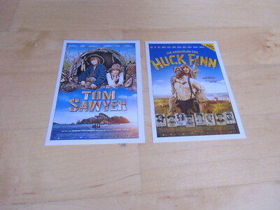 Cinema Filmplakatkarten, Tom Sawyer, Die Abenteuer des Huck Finn, 2 Karten