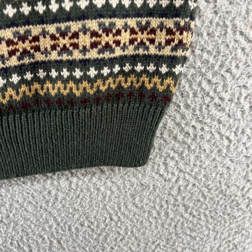 Vintage Arrow Sweater Mens Large Green Striped Fair Isle Grandpa Pullover Knit - Picture 6 of 10
