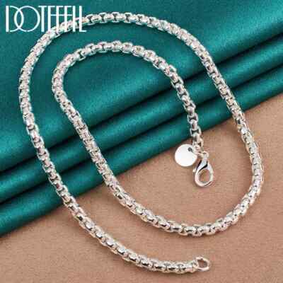 DOTEFFIL 925 Sterling Silver Necklace 5mm Round Box Chain Fashion Charm Jewelry