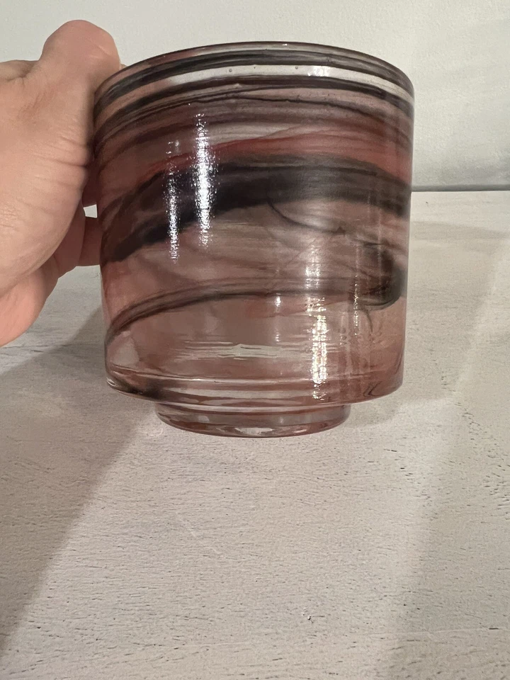 Candelabro grande de vidrio con remolinos rosa gris negro 4x4 hecho en Turquía Foto 3 de 4