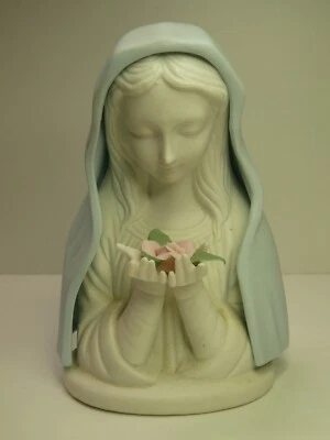 VINTAGE MARY BUST PORCELAIN STATUE FIGURINE CHURCH RELIGIOUS LAMP NIGHT LIGHT - Image 1 of 4