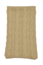 Ralph Lauren Purple Label Lux Sand Cable Knit Cashmere Scarf New $590