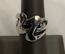 925 STERLING SILVER LARGE CUT OUT SWIRLY DESIGN RING BAND SIZE 7