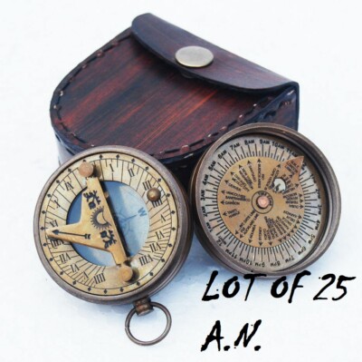 Nautischer Kompass Vintage Sonnenuhr Kompas mit Ledertasche 25 Stuck