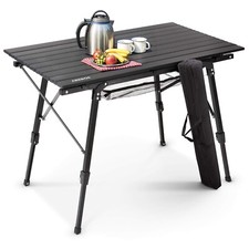 Arebos Campingtisch 120 x 70 cm Rolltisch Aluminium Falttisch Outdoor schwarz