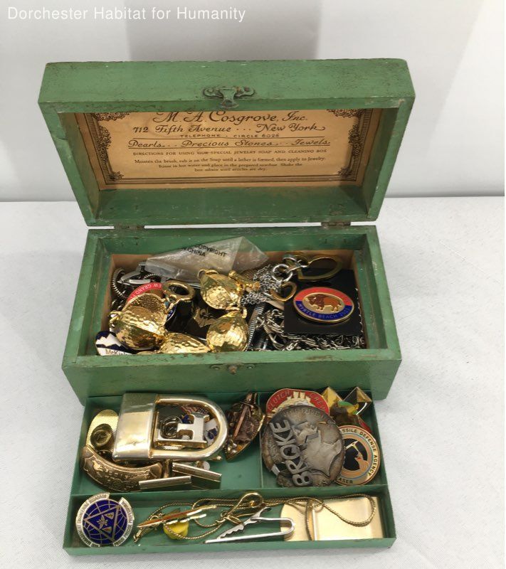 VINTAGE M.A. Cosgrove Soap & Cleaning Jewelry Box w LOT of JEWELRY see PICS