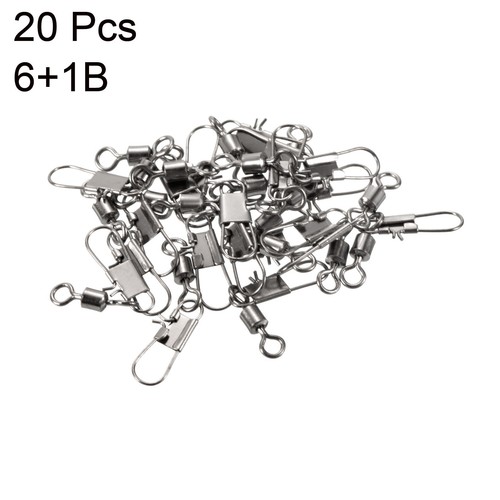 Fishing Rolling Swivel with Interlock Snap, 20 Pack 26LBS Line Connector, Black - Picture 3 of 5