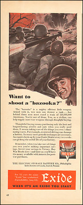 1943 Vintage ad for Exide Batteries`WWII era Soldiers Art  (112716)