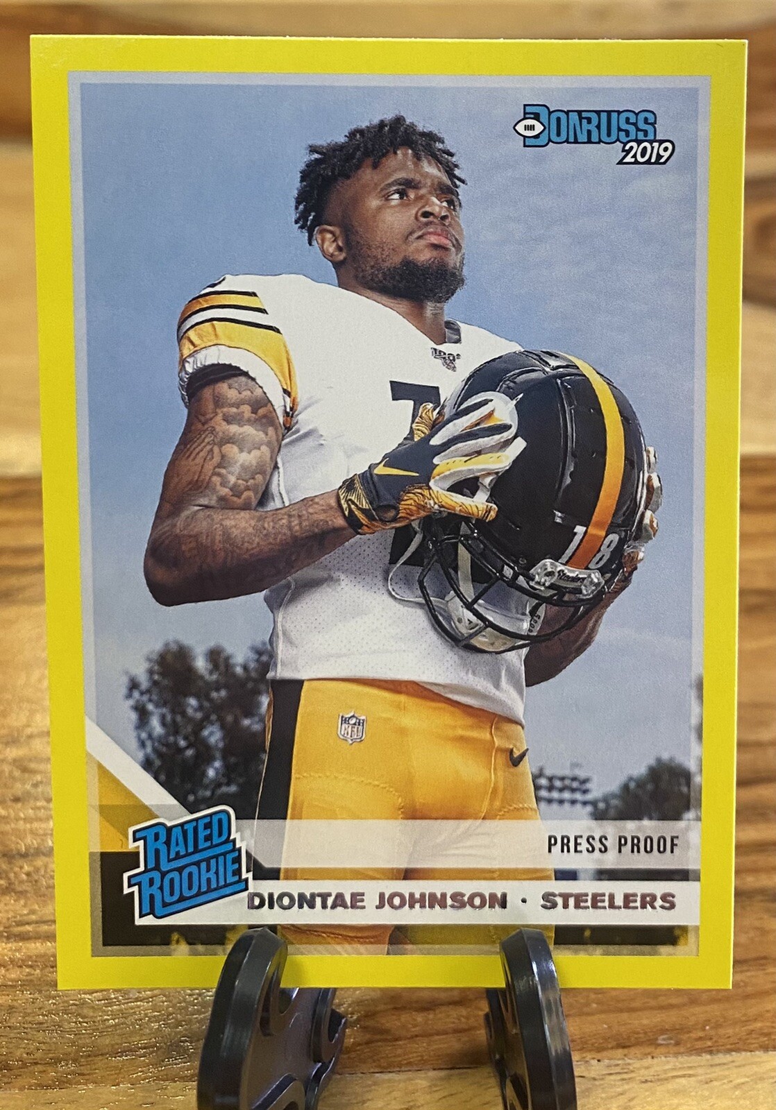 2019 Panini Donruss Rated Rookie Yellow Press Proof #327 Diontae Johnson RC