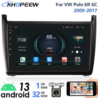 9'' Android 13 Autoradio Für VW Polo 6R 6C 2009-2017 GPS NAVI WIFI FM mit Kamera
