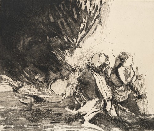 P. STEIN (1922-2015), Zwei Figuren vor dunklem Wirbel, 1964, Rad. Informelle Ku - Picture 3 of 5