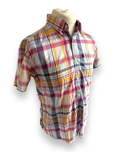 Barbour Plaid Check Button Down Short Sleeved Shirt Cotton Medium Tailored Men’s - Picture 2 of 24