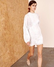 Ulla Johnson White Eyelet Broderie Anglaise Puff Sleeve Mini Dress