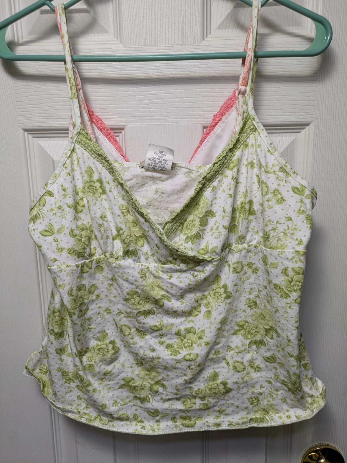 Vintage Maurice's Cami Top 2 Piece Lot Pink And Green Size L