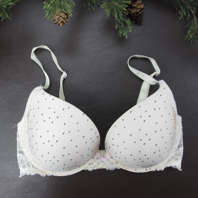 Victoria's Secret Bra 32DD White Padded Underwire Adjustable Clasp Back
