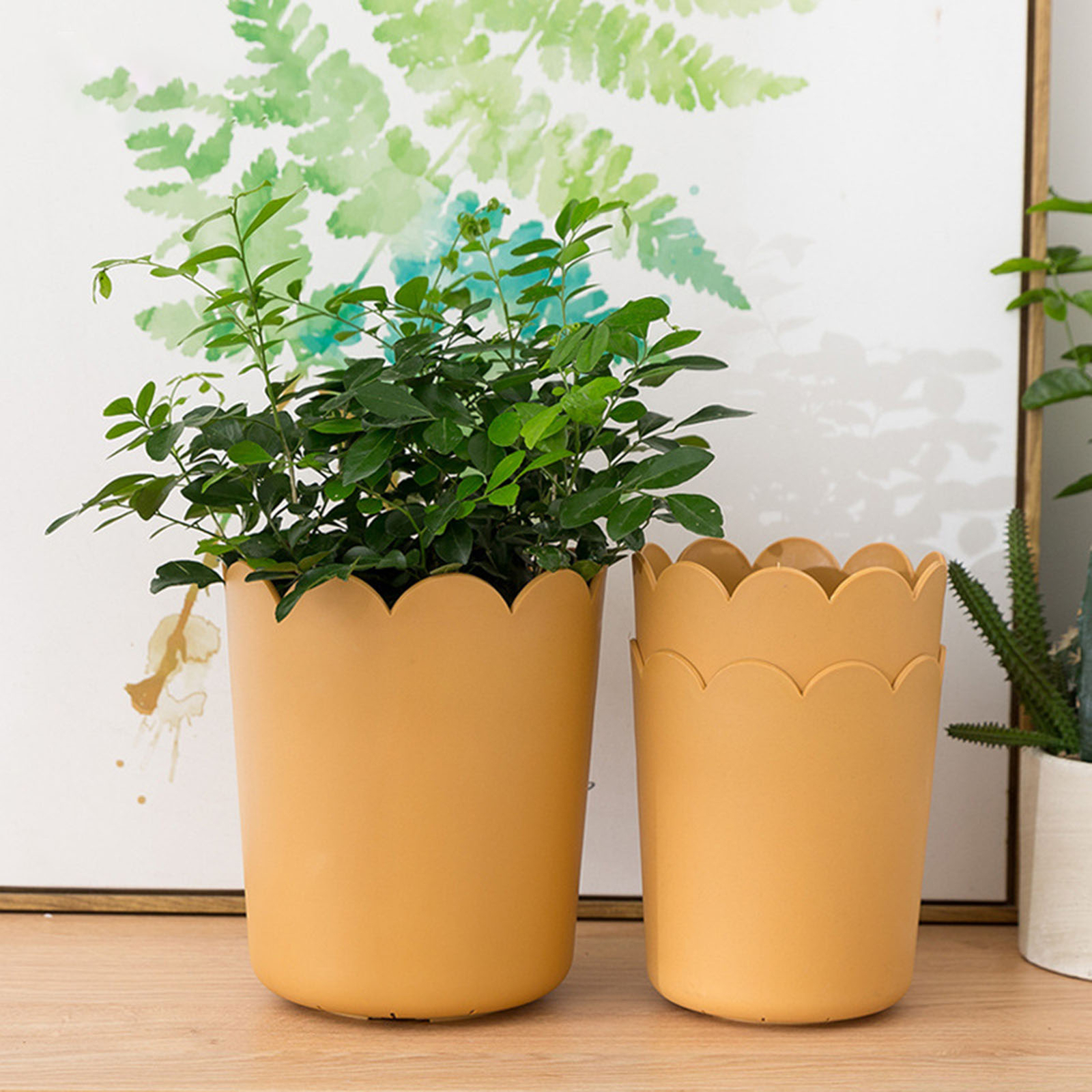 Flower Pot Practical with Tray Garden Flower Pot Solid Color | eBay