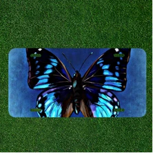 Custom Personalized License Plate Auto Tag With Fancy Blue Butterfly Design