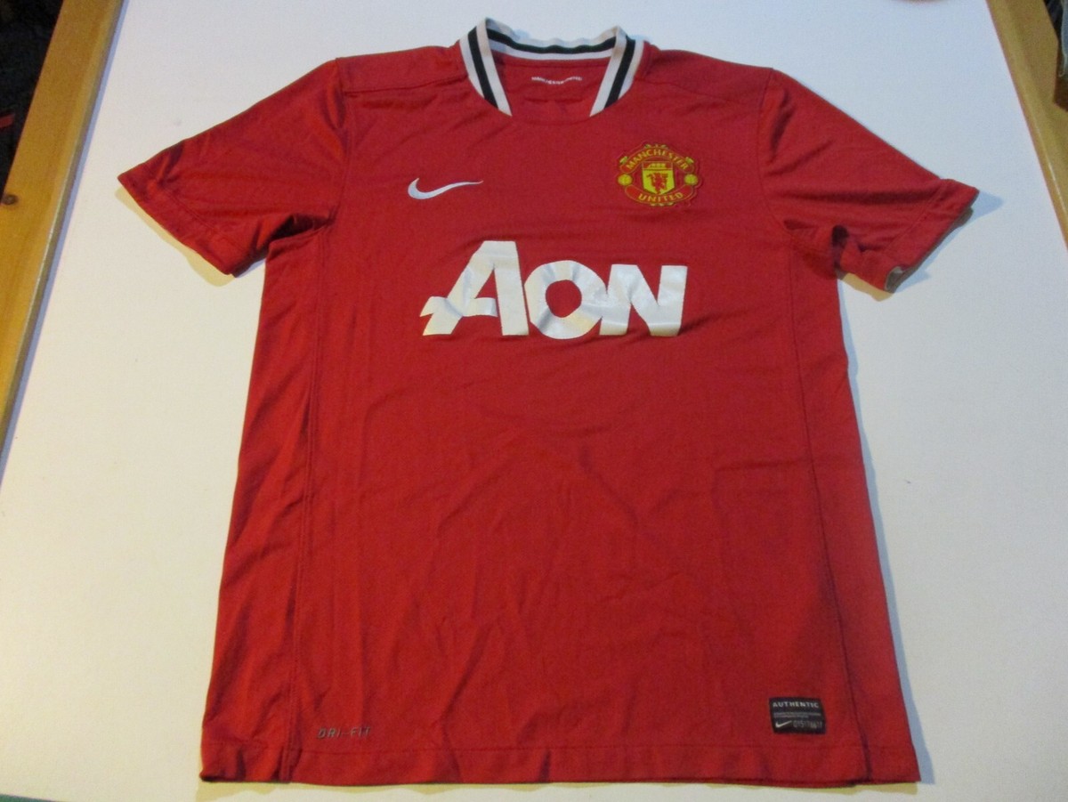 MANCHESTER UNITED FC FOOTBALL CLUB SEWN LOGO NIKE BRAND JERSEY
