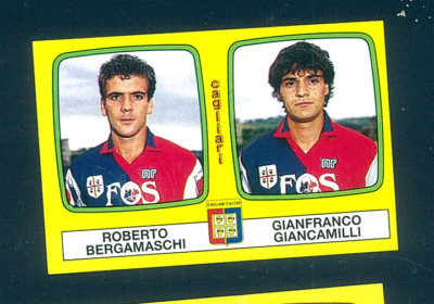 1985-86 Panini Footballers Fig.! N.394! Bergamaschi/Giancamilli-Cagliari! New!!