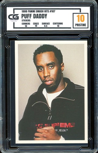1999 Panini Smash Hits Stickers #107 ~ Puff Daddy Rookie ~ GRADED CG 10 PRISTINE - Picture 1 of 2