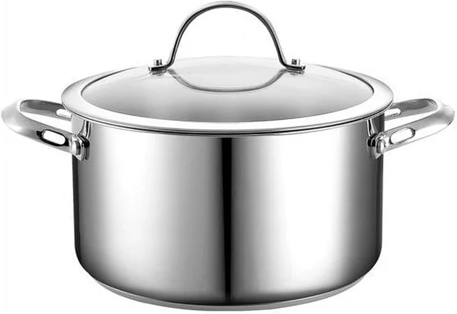 Dutch Oven Casserole with Glass Lid, 6-Quart Classic Stainless Steel Stockpot, S