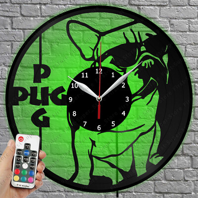 LED Clock Pug Life Vinyl Record Wall Clock Led Light Wall Clock 1282