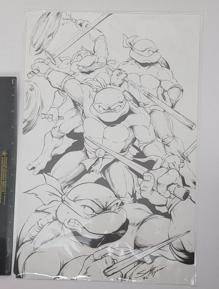 TMNT original comic art by Sarah Myer w/color print limited to 1 of 1