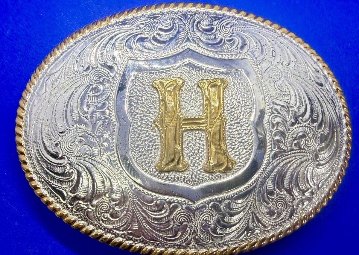 Large Custom Initial Letter H Western Vintage Crumrine Two 