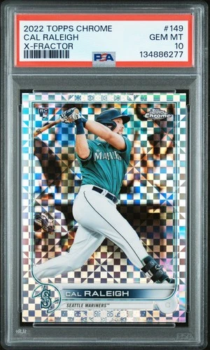 2022 TOPPS CHROME X-FRACTOR #149 CAL RALEIGH ROOKIE RC PSA 10