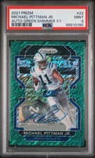 Michael Pittman Jr. 2021 Panini Prizm Green Shimmer Auto 1/1 PSA 9 Auto Colts