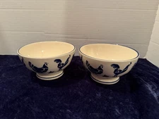 RARE EMMA BRIDGEWATER BLUE HEN CEREAL BOWLS SET OF 2 EXCELLENT CONDITION