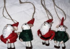 Lot of 4 Holiday Time Christmas Day Felt Mice Mouse Ornament Figurine, NIP