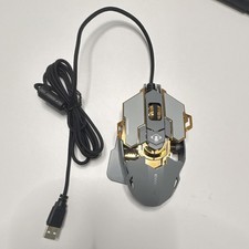 Mechanical Wired USB Optical Gaming Mouse Ergonomic 6 Buttons Gray Gold