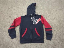 Houston Texans Pullover Hoodie Youth Boys M NFL Team Apparel Blue Red Colorblock