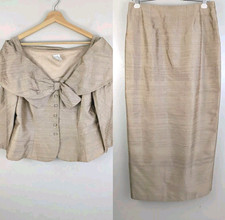 Watters  Watters Formal Skirt Suit Set Champagne Gold Silk Wedding Maxi MOTB