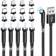 Magnetic Charging Cable, 540  Rotation Magnetic Phone Charger 6 BLACK