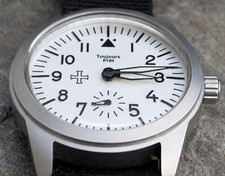 Toujours Pret Mechanical military flieger watch Blasted stainless steel wht 39mm
