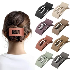 8-Pack Large Flat Hair Clips for Women – Matte Rectangle No-Slip Claw Clips
