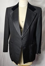 Vintage After Six Black Tuxedo 40R Jkt W35x30L Spodnie Aksamitna klapa + pas