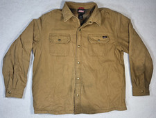 Dickies Work Jacket Mens Tan Brown Button Down Quilted Lined Size 2XL Winter