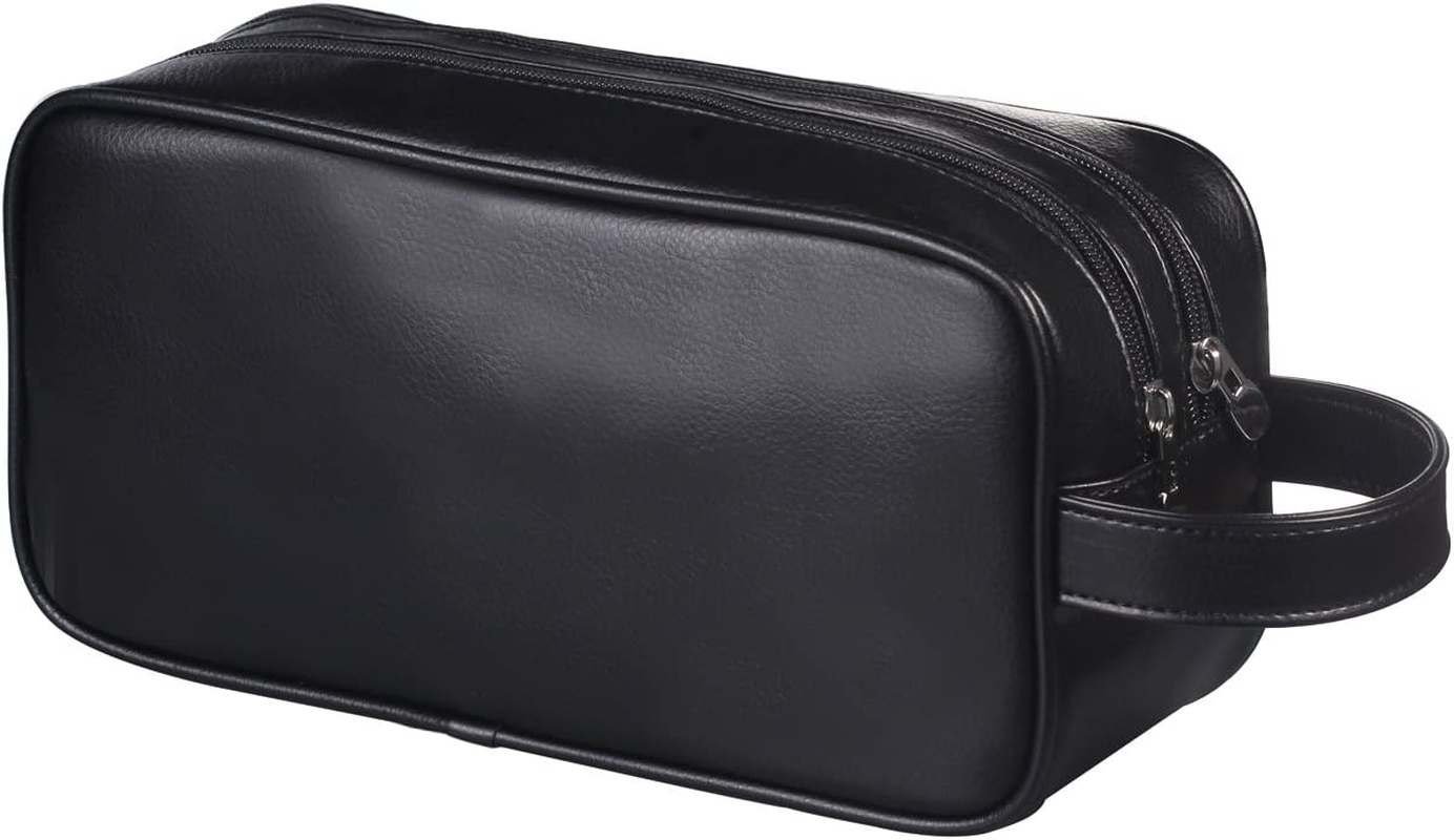 Neceser de Viaje Negro de Cuero PU Suave con Cierre para Hombres y Mujeres