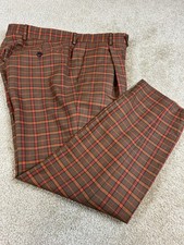 TODD SNYDER 100 WOOL PLAID PLEATED PANTS MADE IN PORTUGAL 33 X 27