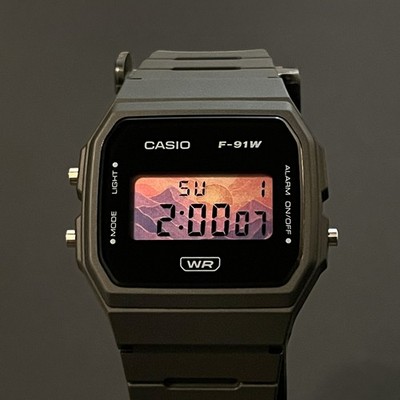 Custom Casio F91W Mountain Sunrise Mod | Handmade Shimmer LCD Art Watch