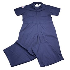 Walls Master Made Jumpsuit Mens 46 Blue Front Zip Short Sleeve Work Coveralls