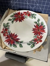 Totally Today Christmas Holly & Poinsettia 4 EA PLATE,SM PLATE,BOWL,CUP/SAUCER